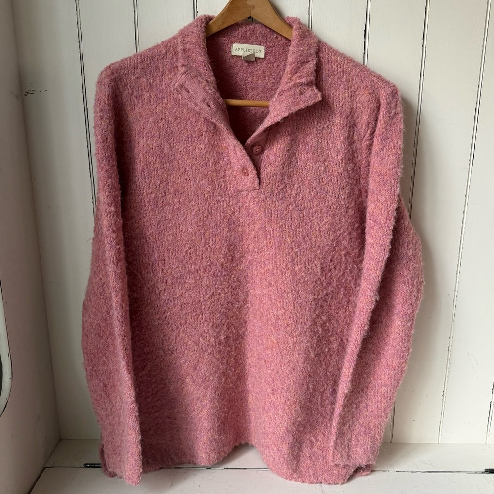 Apple Seeds Pink Quarter Button Sweater